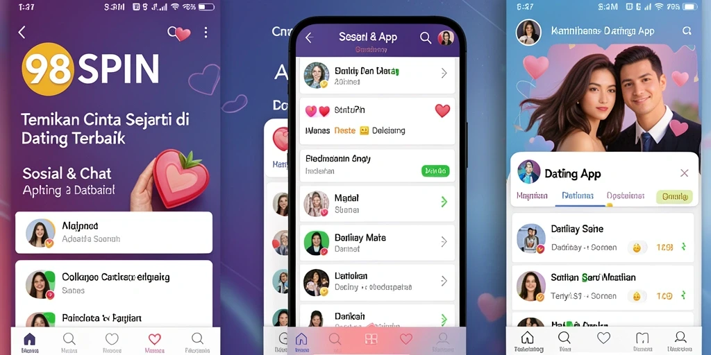 Tampilan utama aplikasi 98SPIN dengan profil pengguna yang menarik.