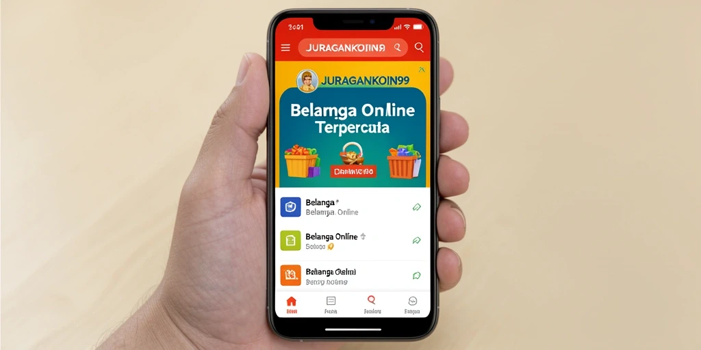 Tampilan antarmuka aplikasi JURAGANKOIN99 untuk belanja online.