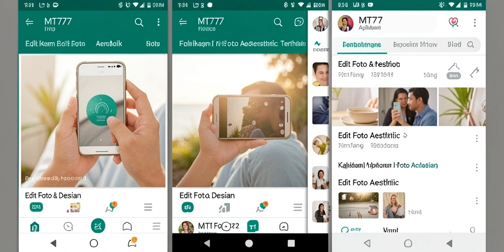 Tampilan antarmuka MT777 yang menarik dan fitur Edit Foto Aesthetic.