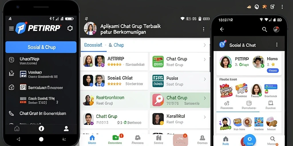 Tampilan antarmuka PETIRRP dengan fungsi grup chat yang interaktif.
